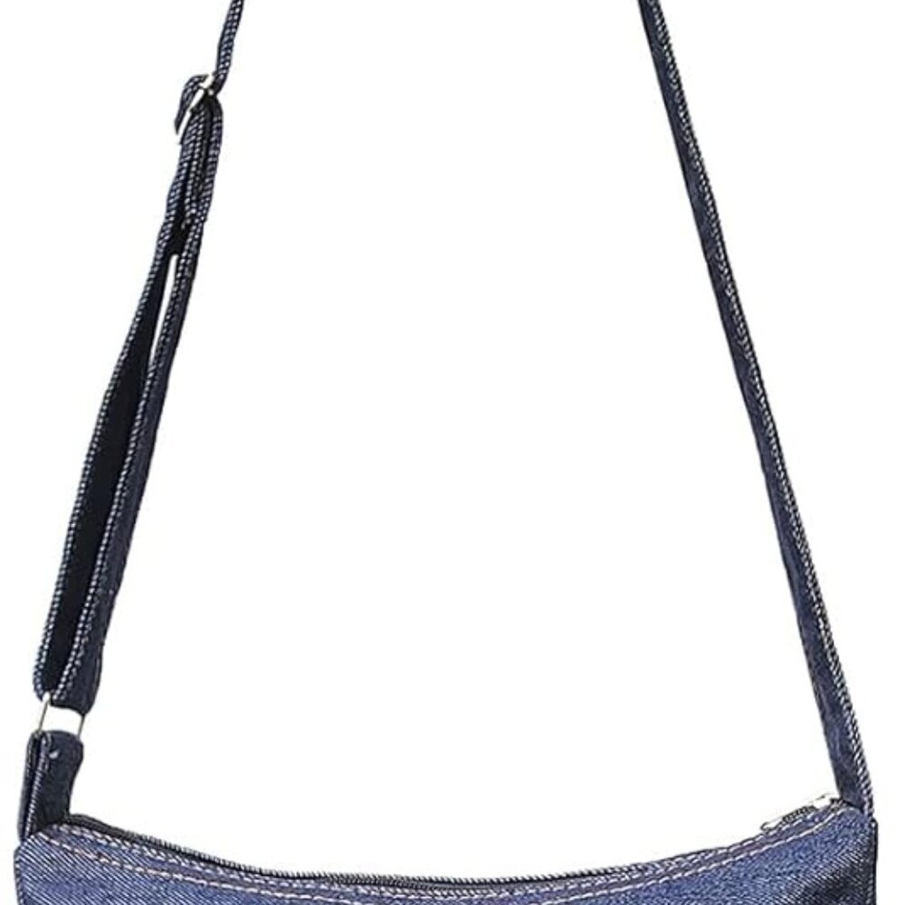 Dark Blue Denim Jeans Canvas Zipper Crossbody Messenger Shoulder Bag Sac Pouch P